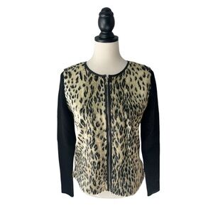 Ann Taylor Leopard Print Zip-Up Jacket Size: M